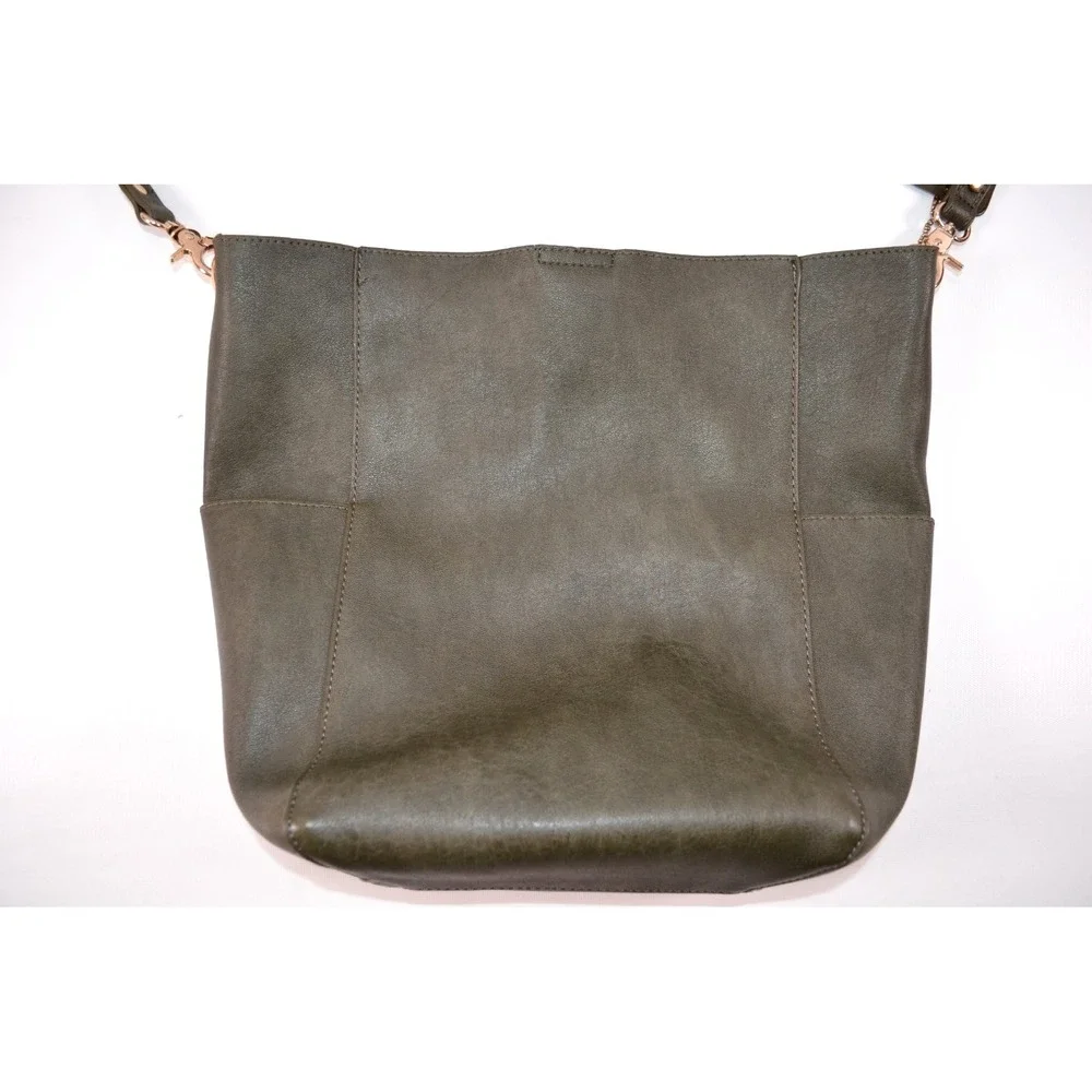 Green Vegan Leather Shoulder Bag Purse Tote Bag